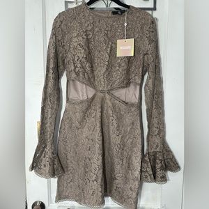 Missguided fitted lace dress with cutouts